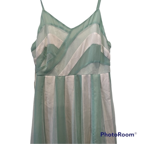 NWT Lauren Conrad Slip Dress Mint Green Mesh Stripe size 2 - Picture 2 of 8